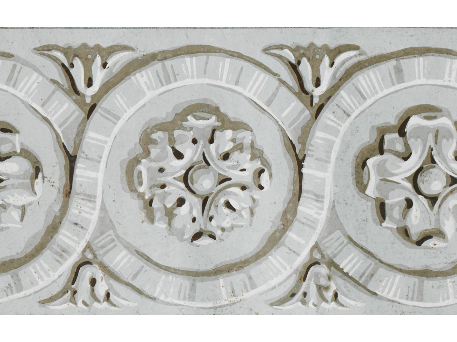 Frise rosaces / Blanc laiteux