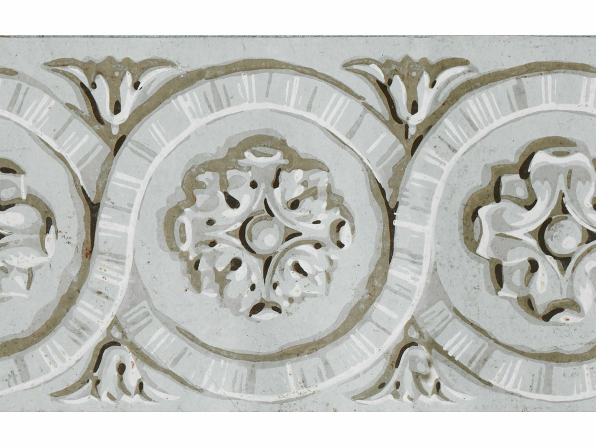 Echantillon Frise rosaces / Blanc laiteux