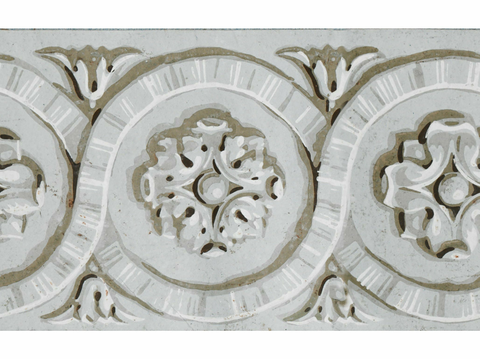 Echantillon Frise rosaces / Blanc laiteux